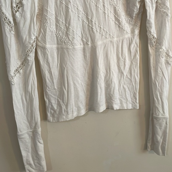 Free People Ivory Mock Neck Lace Top - Picture 8 of 12